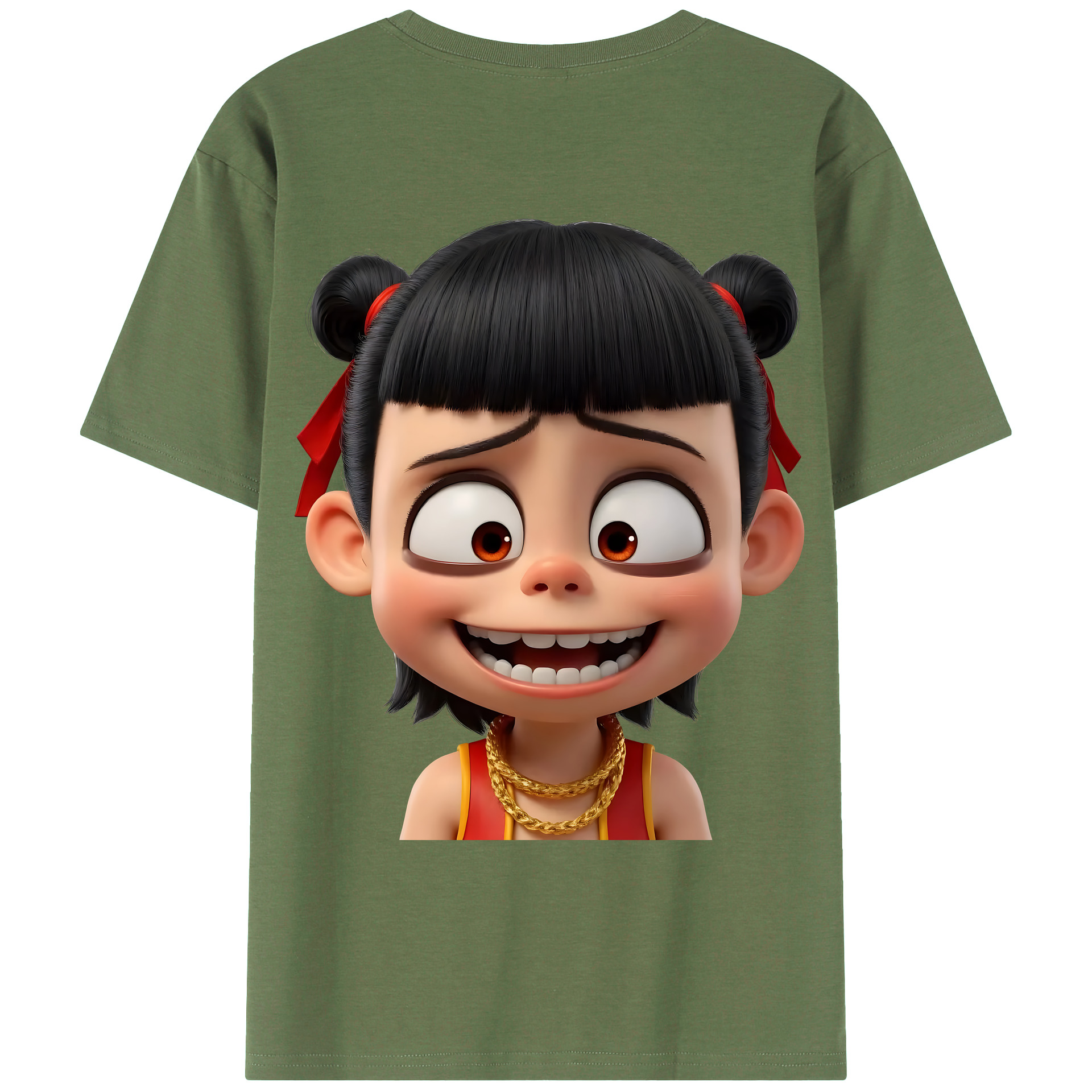 （画像用） Ne Zha 2 ナタ 魔童の大暴れ 綿100％ メンズ半袖Tシャツ（バックプリント） 通気性